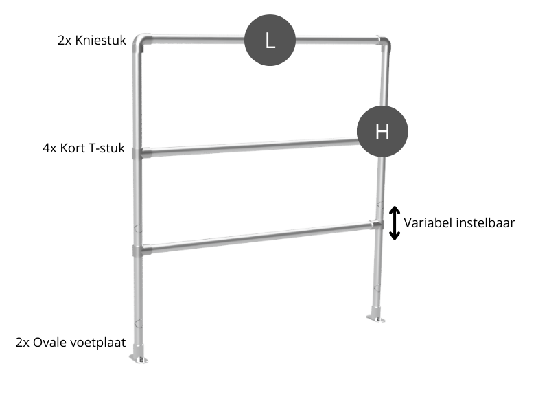 Buizen hekwerk vlak met 3 liggers buis Ø 42,4 mm